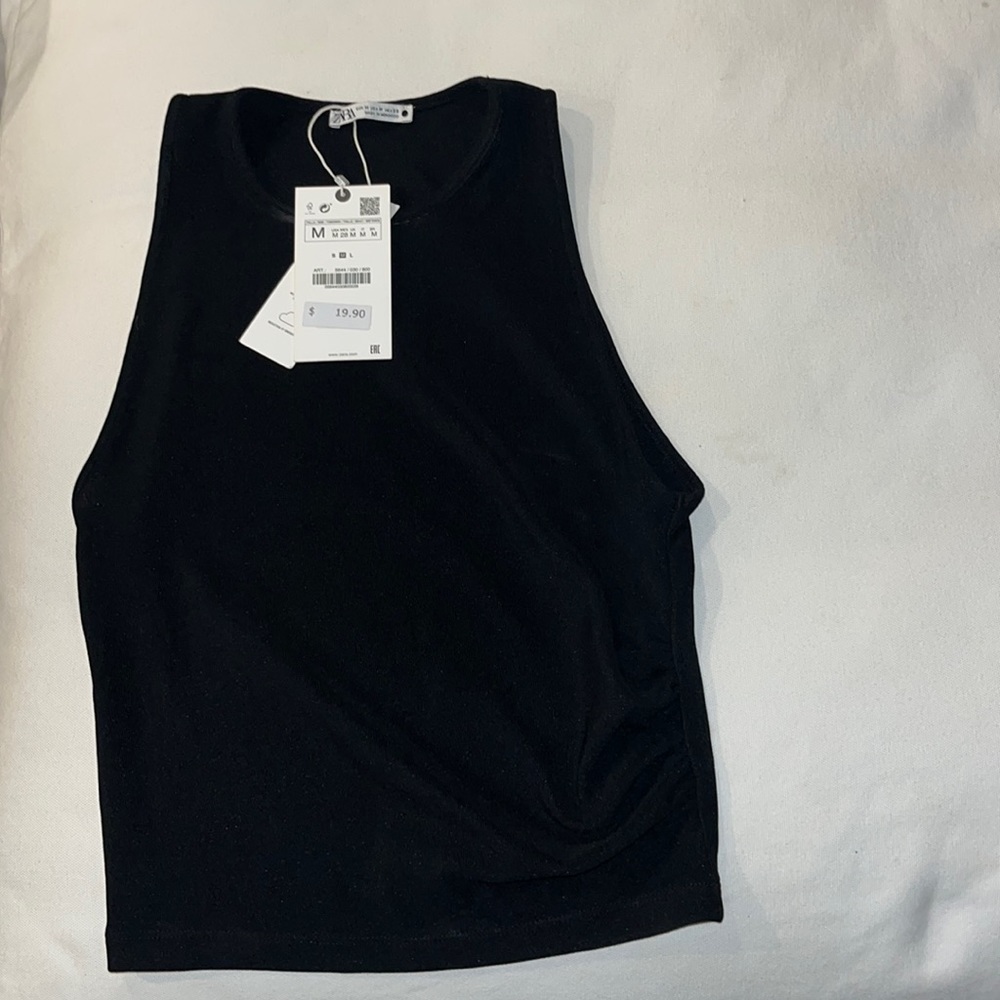 Cropped Zara black tank top nwt size M